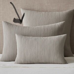 RH CHANNEL STITCH COTTON VOILE KING SHAM in FOG